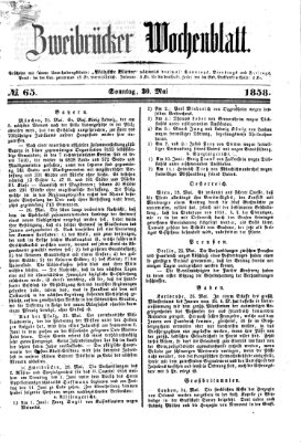 Zweibrücker Wochenblatt Sonntag 30. Mai 1858