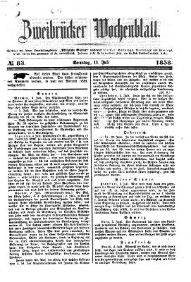 Zweibrücker Wochenblatt Sonntag 11. Juli 1858