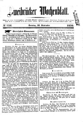 Zweibrücker Wochenblatt Sonntag 26. September 1858
