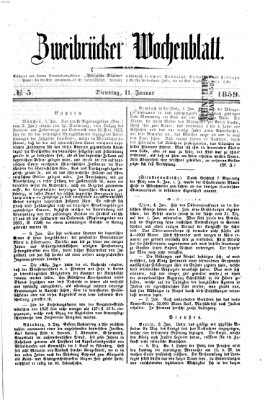 Zweibrücker Wochenblatt Dienstag 11. Januar 1859