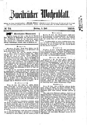 Zweibrücker Wochenblatt Freitag 1. Juli 1859