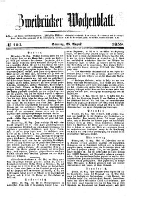 Zweibrücker Wochenblatt Sonntag 28. August 1859