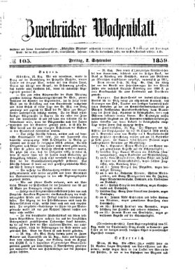 Zweibrücker Wochenblatt Freitag 2. September 1859
