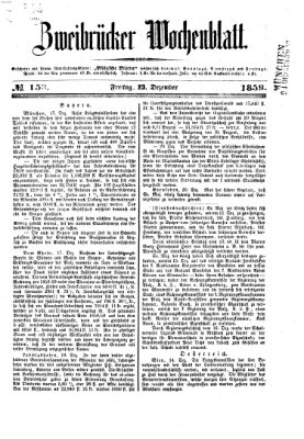 Zweibrücker Wochenblatt Freitag 23. Dezember 1859