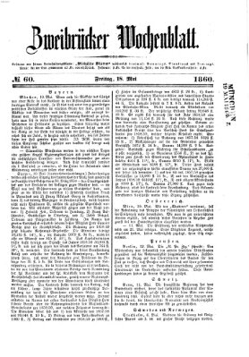 Zweibrücker Wochenblatt Freitag 18. Mai 1860