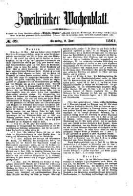Zweibrücker Wochenblatt Sonntag 9. Juni 1861
