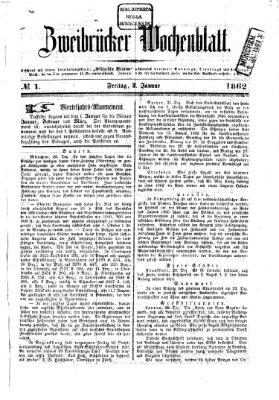 Zweibrücker Wochenblatt Freitag 3. Januar 1862