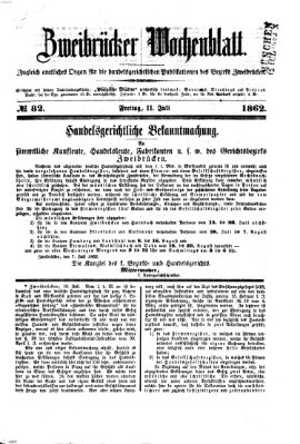 Zweibrücker Wochenblatt Freitag 11. Juli 1862