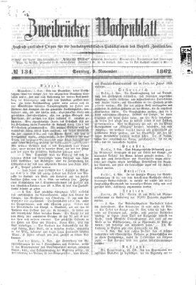 Zweibrücker Wochenblatt Sonntag 9. November 1862