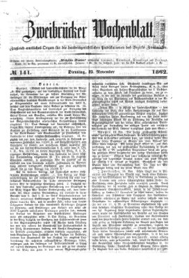Zweibrücker Wochenblatt Dienstag 25. November 1862
