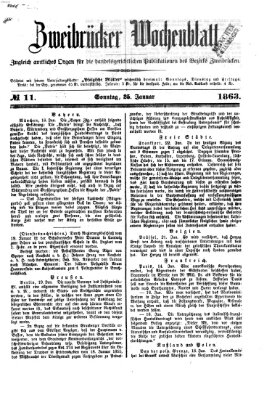 Zweibrücker Wochenblatt Sonntag 25. Januar 1863