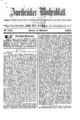 Zweibrücker Wochenblatt Freitag 18. September 1863