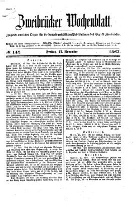 Zweibrücker Wochenblatt Freitag 27. November 1863