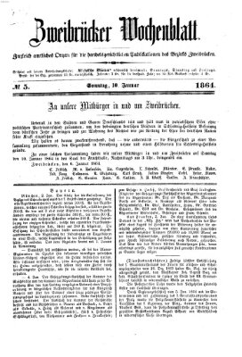 Zweibrücker Wochenblatt Sonntag 10. Januar 1864