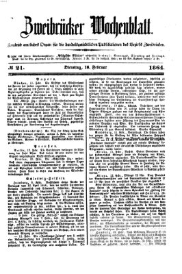 Zweibrücker Wochenblatt Dienstag 16. Februar 1864