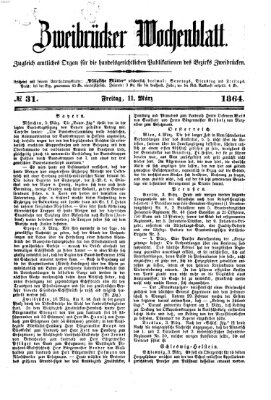 Zweibrücker Wochenblatt Freitag 11. März 1864