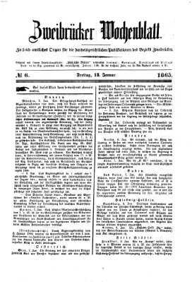 Zweibrücker Wochenblatt Freitag 13. Januar 1865