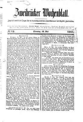 Zweibrücker Wochenblatt Dienstag 23. Mai 1865