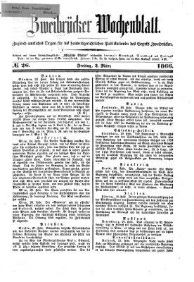 Zweibrücker Wochenblatt Freitag 2. März 1866
