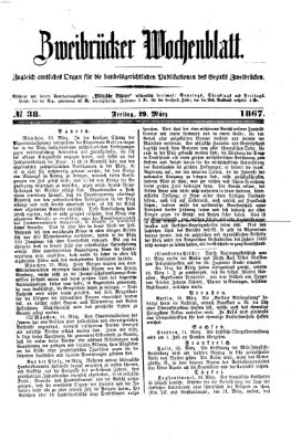 Zweibrücker Wochenblatt Freitag 29. März 1867