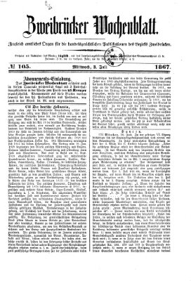 Zweibrücker Wochenblatt Mittwoch 3. Juli 1867