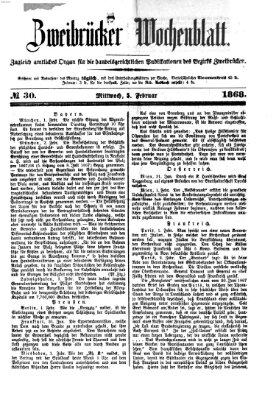 Zweibrücker Wochenblatt Mittwoch 5. Februar 1868