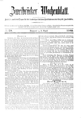 Zweibrücker Wochenblatt Donnerstag 2. April 1868