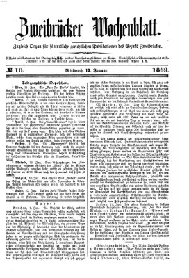 Zweibrücker Wochenblatt Mittwoch 13. Januar 1869