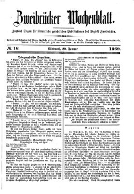 Zweibrücker Wochenblatt Mittwoch 20. Januar 1869