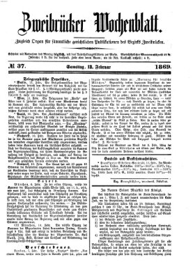 Zweibrücker Wochenblatt Samstag 13. Februar 1869