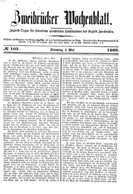 Zweibrücker Wochenblatt Dienstag 4. Mai 1869