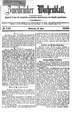 Zweibrücker Wochenblatt Samstag 12. Juni 1869