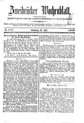 Zweibrücker Wochenblatt Samstag 31. Juli 1869