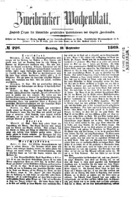 Zweibrücker Wochenblatt Sonntag 26. September 1869