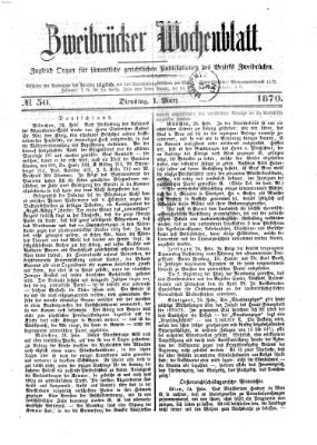 Zweibrücker Wochenblatt Dienstag 1. März 1870