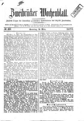Zweibrücker Wochenblatt Samstag 19. März 1870
