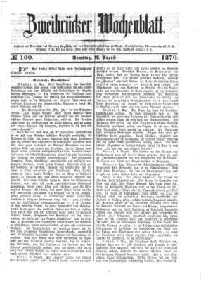 Zweibrücker Wochenblatt Samstag 13. August 1870