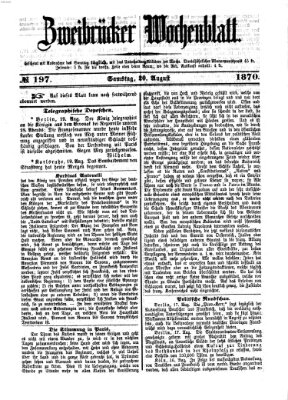 Zweibrücker Wochenblatt Samstag 20. August 1870