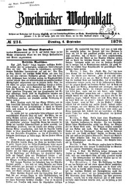 Zweibrücker Wochenblatt Dienstag 6. September 1870