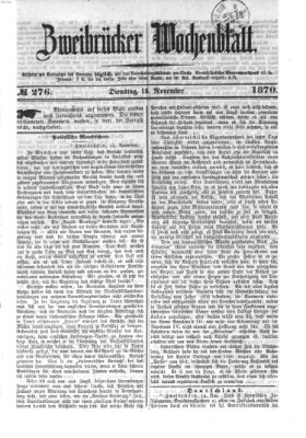 Zweibrücker Wochenblatt Dienstag 15. November 1870