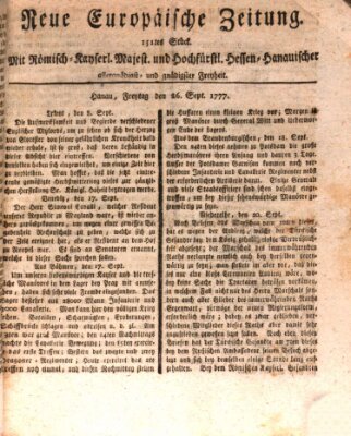 Neue europäische Zeitung Freitag 26. September 1777