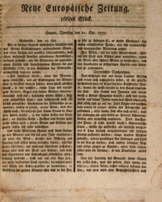 Neue europäische Zeitung Dienstag 21. Oktober 1777