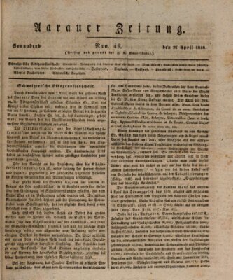 Aarauer Zeitung Samstag 25. April 1818
