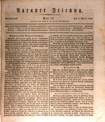Aarauer Zeitung Samstag 17. April 1819