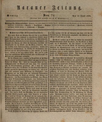 Aarauer Zeitung Montag 19. Juni 1820