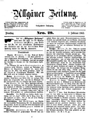 Allgäuer Zeitung Dienstag 3. Februar 1863