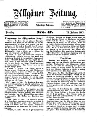 Allgäuer Zeitung Dienstag 24. Februar 1863