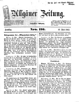 Allgäuer Zeitung Samstag 16. Mai 1863
