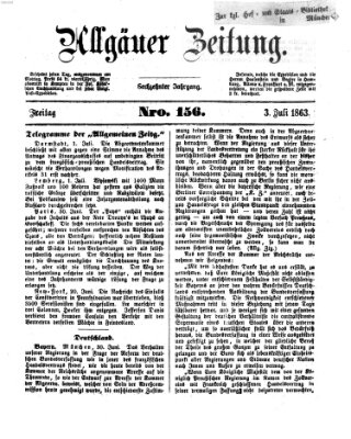 Allgäuer Zeitung Freitag 3. Juli 1863