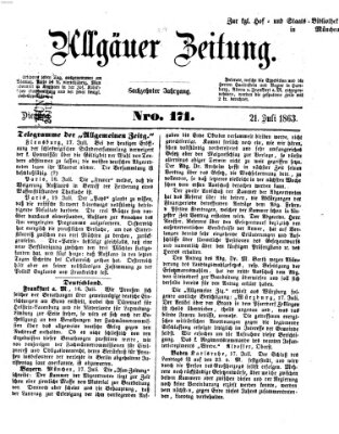 Allgäuer Zeitung Dienstag 21. Juli 1863